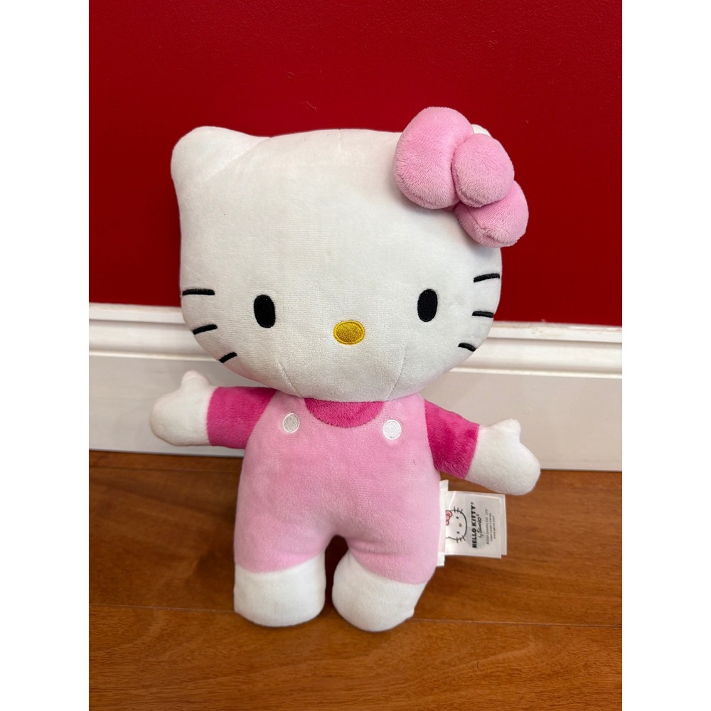 Sanrio Hello Kitty Plush Toy Kids Pink Overalls Bow Stuffed Animal 11 Inch